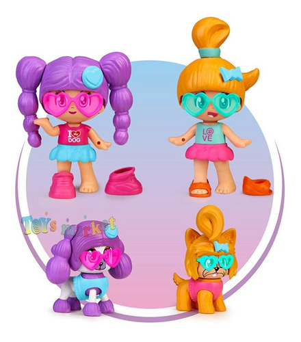 Imagen 3 de 6 de Pinypon Con Mascota Gato O Perro Muñeca Figura De Famosa