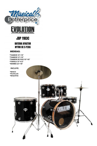Bateria Evolution Nytro X Factor Lugs Reforzados 5 Pza