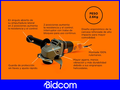 Amoladora angular Lüsqtoff AML850-8 de 50 Hz naranja 850 W 220 V