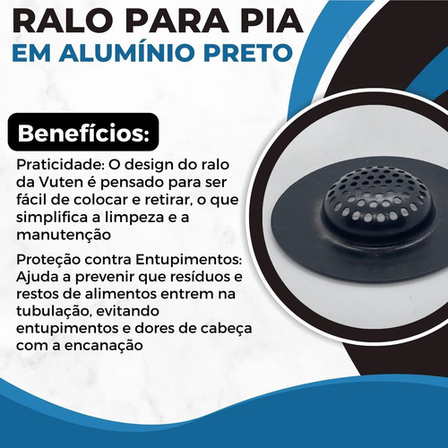 Ralo Ralinho De Pia Grande Em Aluminio 12cm Com Borda Larga