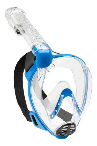 Máscara integral de buceo y esnórquel Cressi Mini Baron, color transparente/azul