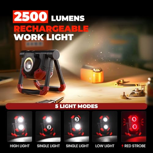 Luz Led Cob Recargable 2500lm Plegable Portátil Con Base Mag