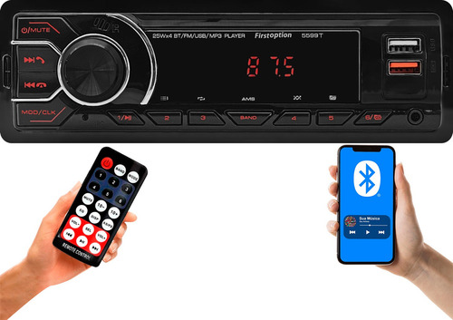 Radio Mp3 Som Automotivo Bluetooth Fm Usb Auxiliar 4x25w 12v