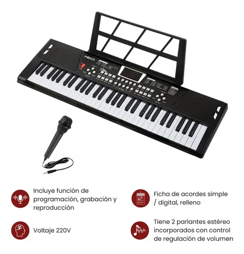 Organo Teclado Musical 61 Teclas Microfono 200 Tonos Ritmos IMBACK ITM008 Color Negro