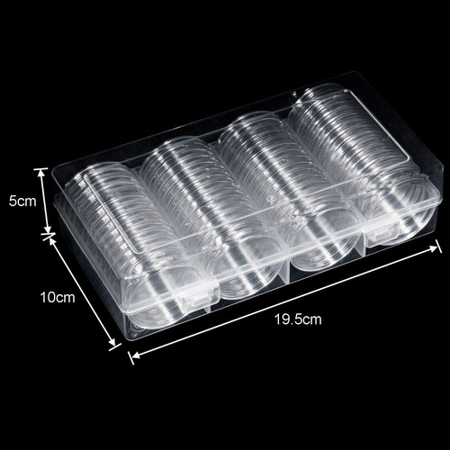 Imagen 6 de 10 de Caja Plástica 60 Capsulas Tamaño Ajustable Para Moneda 41 Mm