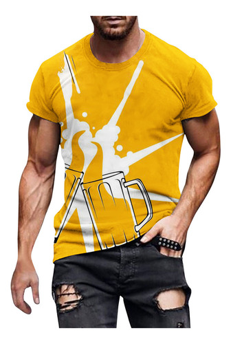 Nueva Camiseta Para Hombre, Casual, Con Estampado De Cerveza