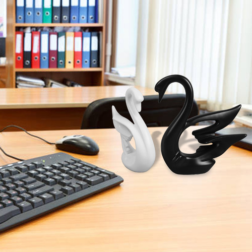 Figura De Cisne De Cerámica Blanca Y Negra, Decoración Moder