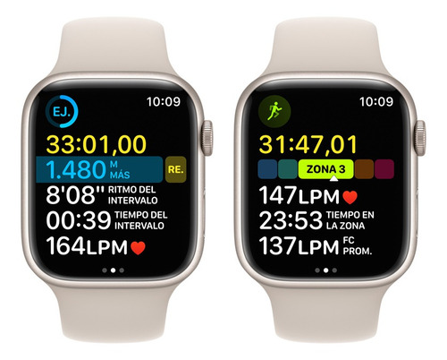 Apple Watch Series 8 GPS - Caja de aluminio blanco estelar 45 mm - Correa deportiva blanco estelar - Patrón