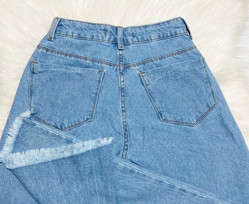 Calça Jeans Pantalona Flare Bolso Vazado Feminina Ref 1154