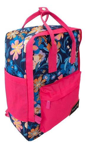 Mochila Lisa Estampado Flores Primaria 157637 Truzt Color Rosa Chicle