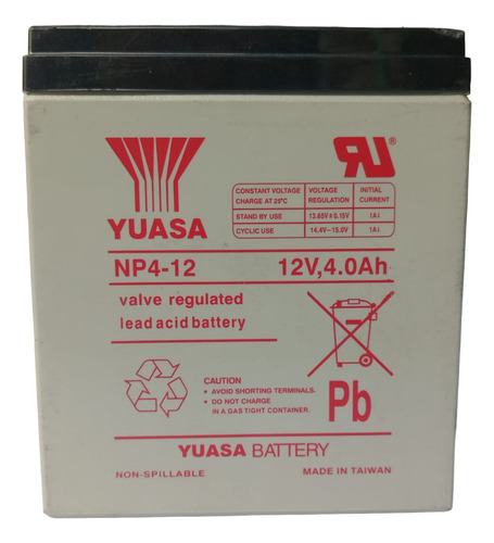 Batería Alarma Luces Emergencia Sellada 12v 4ah Yuasa Np4-12
