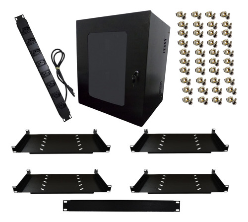 Rack 19''12ux400mm C/ 4 Band 300 1 Régua 8 1 Frente Falsa 1u