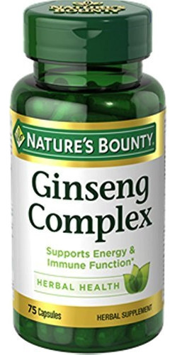 Nature's Bounty Ginseng Complex Herbal Health Capsules 75 Ea