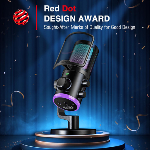 Micrófono Gamer Fifine Am6, Rgb, De Sobremesa, Usb, Negro