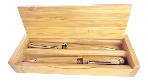 Set Boligrafo Lápiz De Bamboo Deluxe Personalizable Garetto