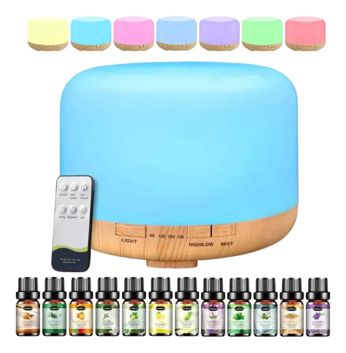 Hanolly Difusor Aroma Aceites Esenciales 500ml Humidificador Bordó