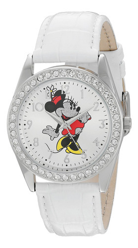 Reloj Mujer Disney W002764 Cuarzo Pulso Blanco En Cuero