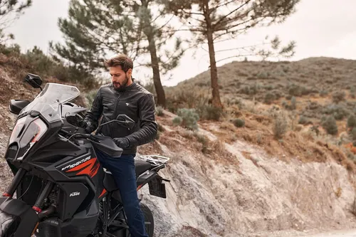 Chaqueta De Motocicleta De Cuero Para Hombre Negra S