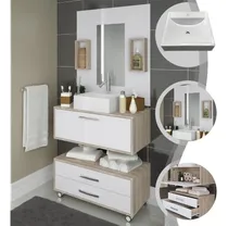 Comprar Gabinete Banheiro Pia Cuba Balcão Armário 80cm Painel Gaveta
