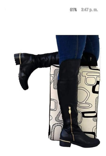 Botas Modernas Caña Alta Para Dama Tacón Plano!