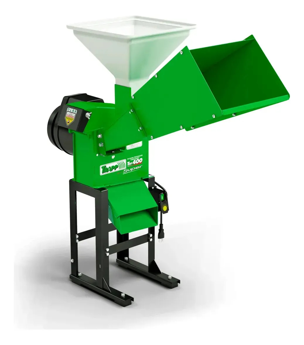 Triturador Forrageiro Trapp TRF 400 2CV Bivolt Picador Capim Milho Cana Ração Moedor Grãos Cereais Quirera Rolão 10 Martelos 2 Facas