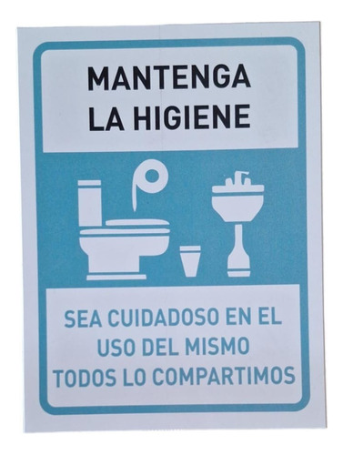 Cartel Prevencion Mantenga Higiene Del Baño 15x20 Cm