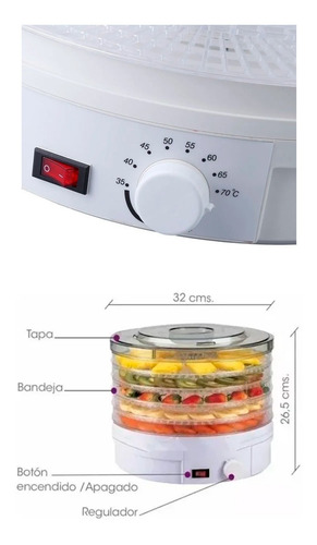 Imagen 5 de 5 de Deshidratador De Alimentos 5 Bandejas Lumax