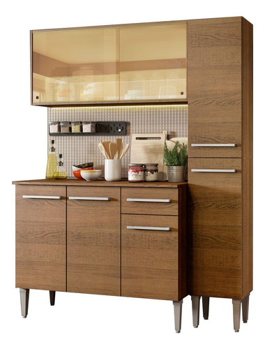 Armario De Cocina Compacto 137cm Emilly Gold Madesa 03 Color Marrón