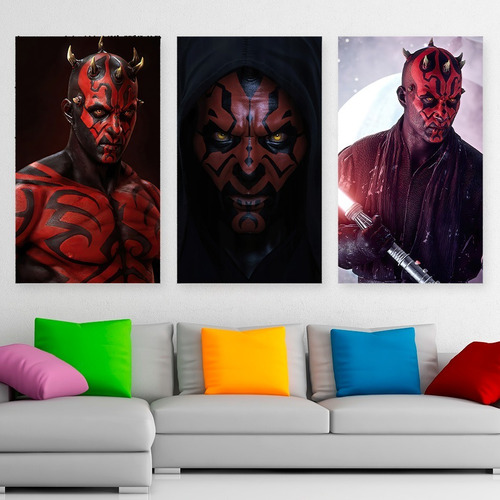 Cuadros Star Wars Darth Maul Art Promo X3 De 80x50cm