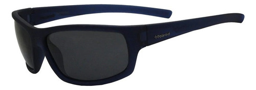 Gafas de sol polarizadas Polaroid P8411, color de la montura: azul oscuro, color de varilla, azul oscuro, color de la lente: gris oscuro, diseño deportivo
