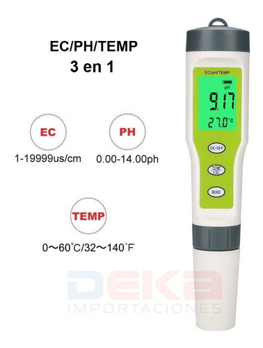Medidor 3 En 1 Ph Ec Temp Multiparametro Hidroponia Nutrient