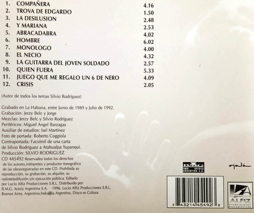 Silvio Rodríguez - Silvio Importado De Argentina Cd
