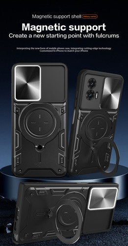 Funda Para Moto G73 5g Jiashang Uso Rudo Anillo Metalico Negro Jiashang