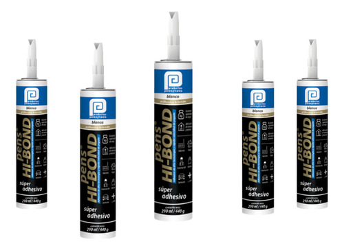 Pens Hi-bond Adhesivo Híbrido, 5 Pzs Blanco 290 Ml