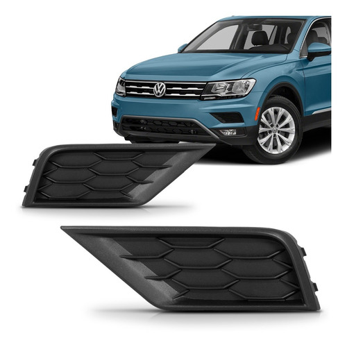 Par Moldura Grade Milha Tiguan 2018 2019 Preta