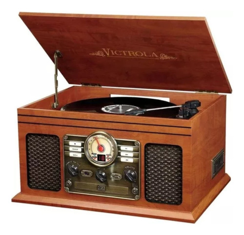 Tocadisco Tornamesa Victrola Nostalgic Clasico De Madera 6 E