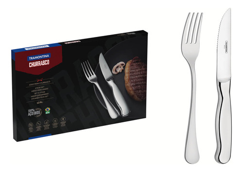 Faqueiro Inox Tramontina Para Churrasco 12pçs Conjunto Classic