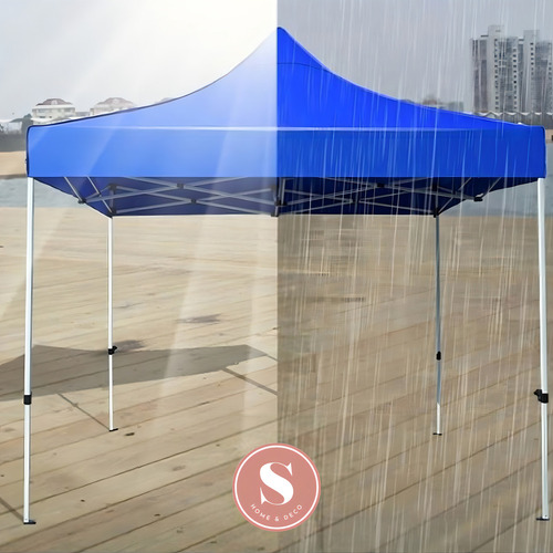 Toldo Plegable 3 X 3 Metros Impermeable Color Azul Terraza