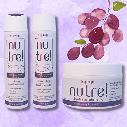 Kit Trio Semente Uva Shampoo Condicionador Máscara Inspirale