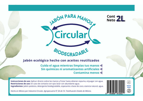 Jabón Ecológico Y Biodegradable Para Manos Circular 2l