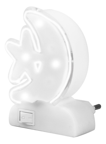 Abajur Infantil Menina E Menino Lua Luz De Led Tomada Parede Cúpula Branco Estrutura Branco