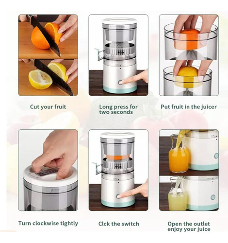 Mini espremedor de suco automático elétrico recarregável cor verde/branco Frequência 50hz 110v