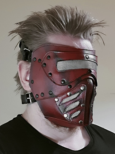 Máscara Artesanal Artística Ciclope Cyberpunk Roja Futuro Rojo Cíclope