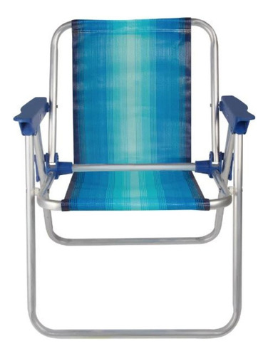 Cadeira De Praia Infantil Alta De Alumínio Dobrável Azul-mor