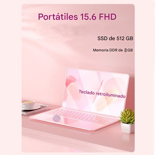 Más Barato Laptop N4000 Celeron 8gb+512ssd 15.6 Oficina Rosa Rosa