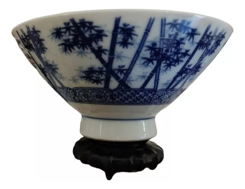 Bowl Cuenco Oriental Blanco Y Azul Blue De Colección