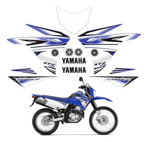 Adesivo Moto Yamaha Lander Xtz 250 11/ Azul + Logos Genérico