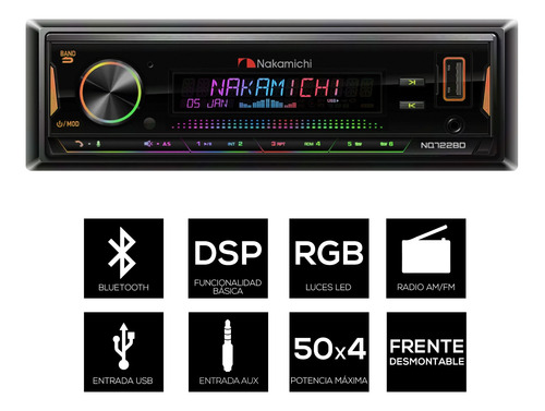 Estéreo Con Bluetooth Y Usb Am Fm Dsp Nakamichi Nq722bd