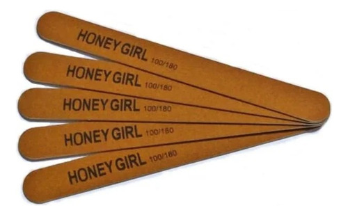 10 Lixas Reta Fina Honey Girl Marrom Para Unha Gel 100/180