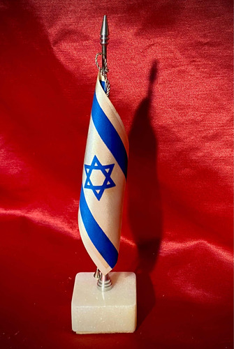Mini Mástil Con Bandera De Israel Mármol Excelente Calidad